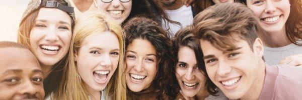 Large Group Of Friends Portrait At The Beach